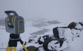 surveying in a snow storm